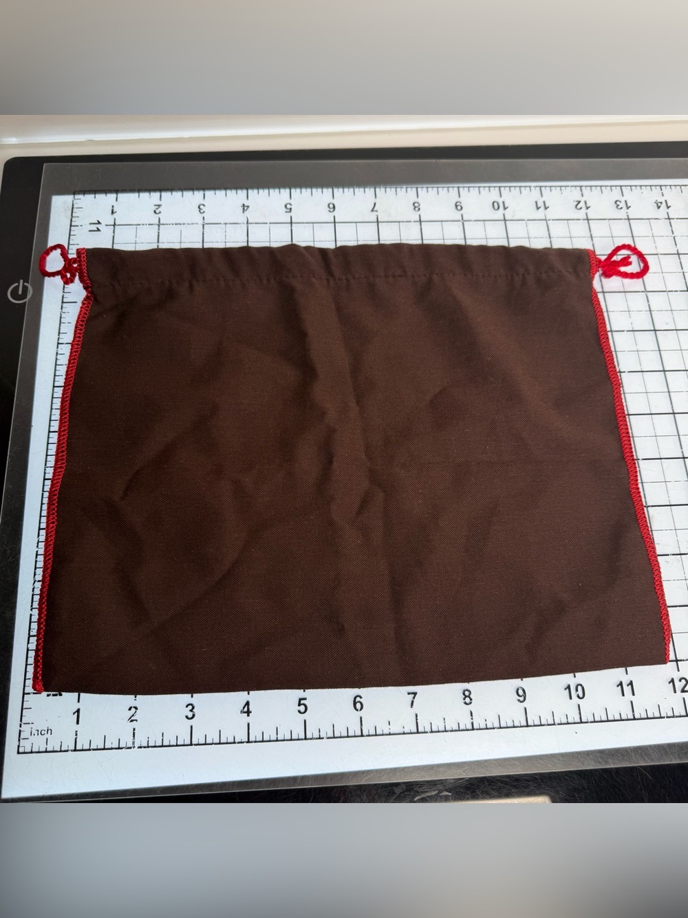 COACH Brown Drawstring Dust Bag with Red Trim. 12 by 9 inches - Picture 2 of 4